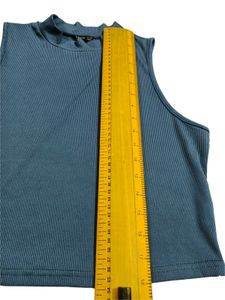 Shein Blue Mock Neck Sleeveless Crop Top Large