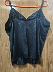 Chic Black Floral Self Print Cami top