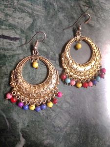 Boho Multicolored Beaded Hoop Earrings