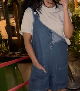 Denim baggy overall