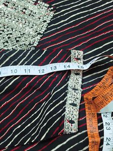 Embroidered Striped Kurta