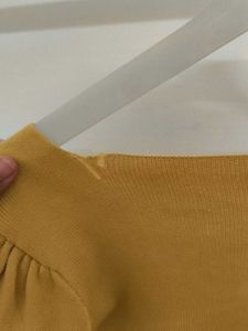 Mustard Yellow Ruched Square Neck Top