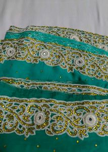 Elegant Teal Embroidered Saree...