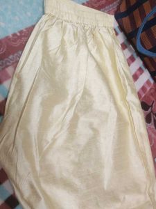 Elegant Cream golden Silk Pants