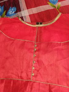 #beautiful red lahanga with long kurti.