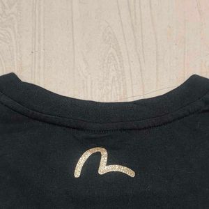 Evisu Black T-Shirt with Gold Logo