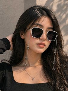 Sparkling Embellished Sunglasses with Chain