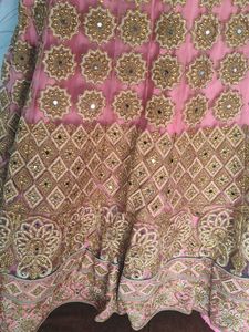 Pink &amp; Gold Embroidered Lehenga Choli