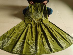Green Embroidered Kurta with Mirror Work