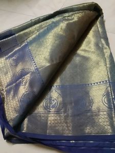 blue and golden saree heavy sare