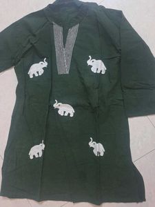 Green Elephant Print Kurta