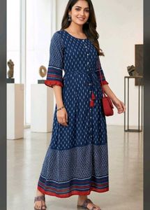 Blue Printed Dress