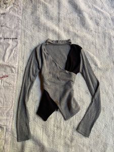 Unique Asymmetrical Ribbed Knit Top