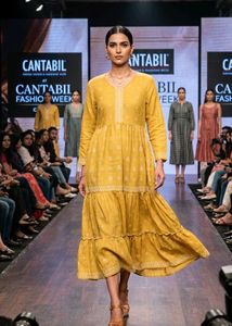 Yellow Tiered Cotton Dress