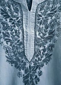 🩶 Grey Chikan Embroidered Kurta