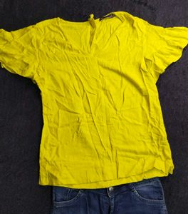 Bright Yellow V-Neck Top