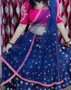 Navy Blue Embroidered Lehenga