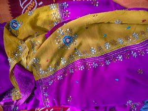 Vibrant Purple &amp; Gold Embellished Saree