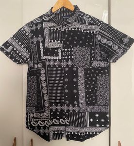 Men's Black Bandana Print Short Sleeve Shirt