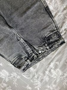 Grey Acid Wash Straight Leg Jeans