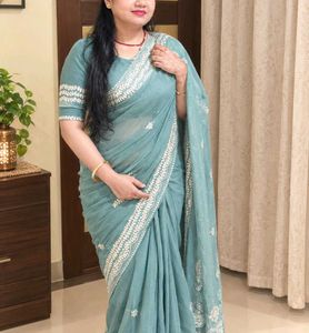 Beautyful Gotta patti embroidery organza saree wit