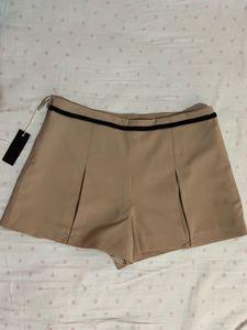 taupe tailored pleated shorts