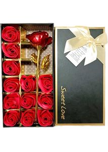 Metal red rose gift set