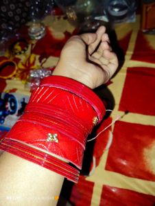 Red Bangles with Embellishments