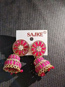 Elegant Pink Jhumka Earrings