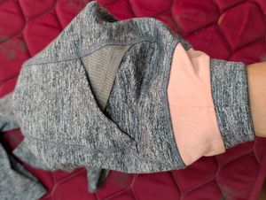 Active Grey Leggings, Pink Waistband + pockets