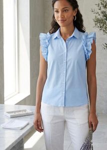 Light Blue Ruffled Sleeve Shirt