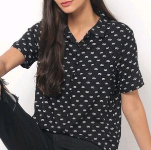 Rio Women Printed Black Loose Fit Shirt