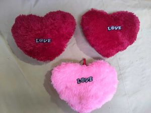 Set of 3 Heart-Shaped Plush "LOVE" Pillows