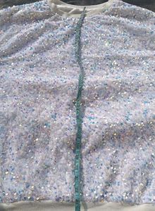 Party Wear White Sequence Sweater