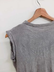 Grey Textured Sleeveless Top