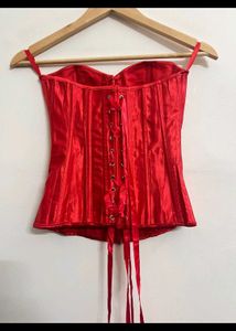 Gothic punk Red Satin Corset Top