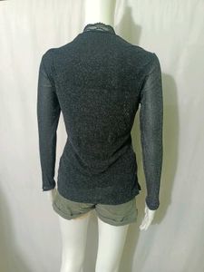 Sparkly Black Mock Neck Top Fixed Price