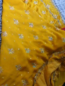 Embroidered Yellow Saree