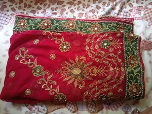 Red Embroidered Saree with Blouse