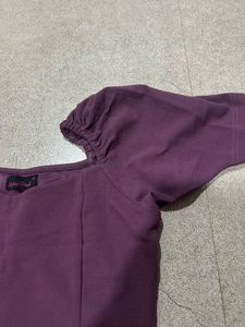 Purple Puff Sleeve Square Neck Top