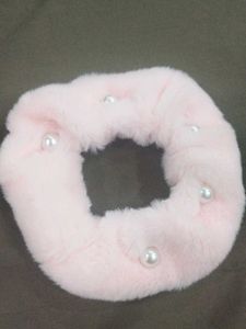 Faux Fur Pearl Hair Scrunchies (Set of 2)