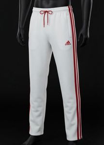 Adidas White Track Pants with Red Stripes