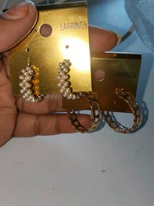 Elegant Pearl &amp; Gold Hoop Earrings