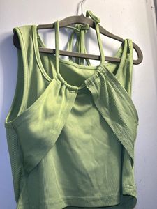 Lime Green Ribbed Halter Top