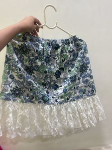 Boho Floral Print Lace Skirt