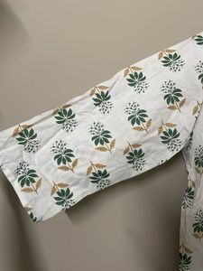 White Tunic with Green Floral Print