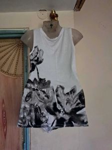White Floral Print Sleeveless Top