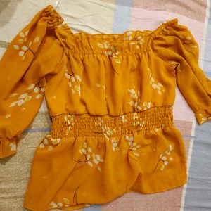 Chic Yellow Floral Off-Shoulder Top