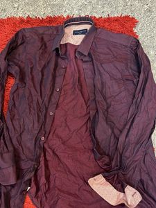 Men's Textured Burgundy Shirt