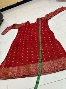 Red Kurta with Yellow Palazzo and Dupatta
